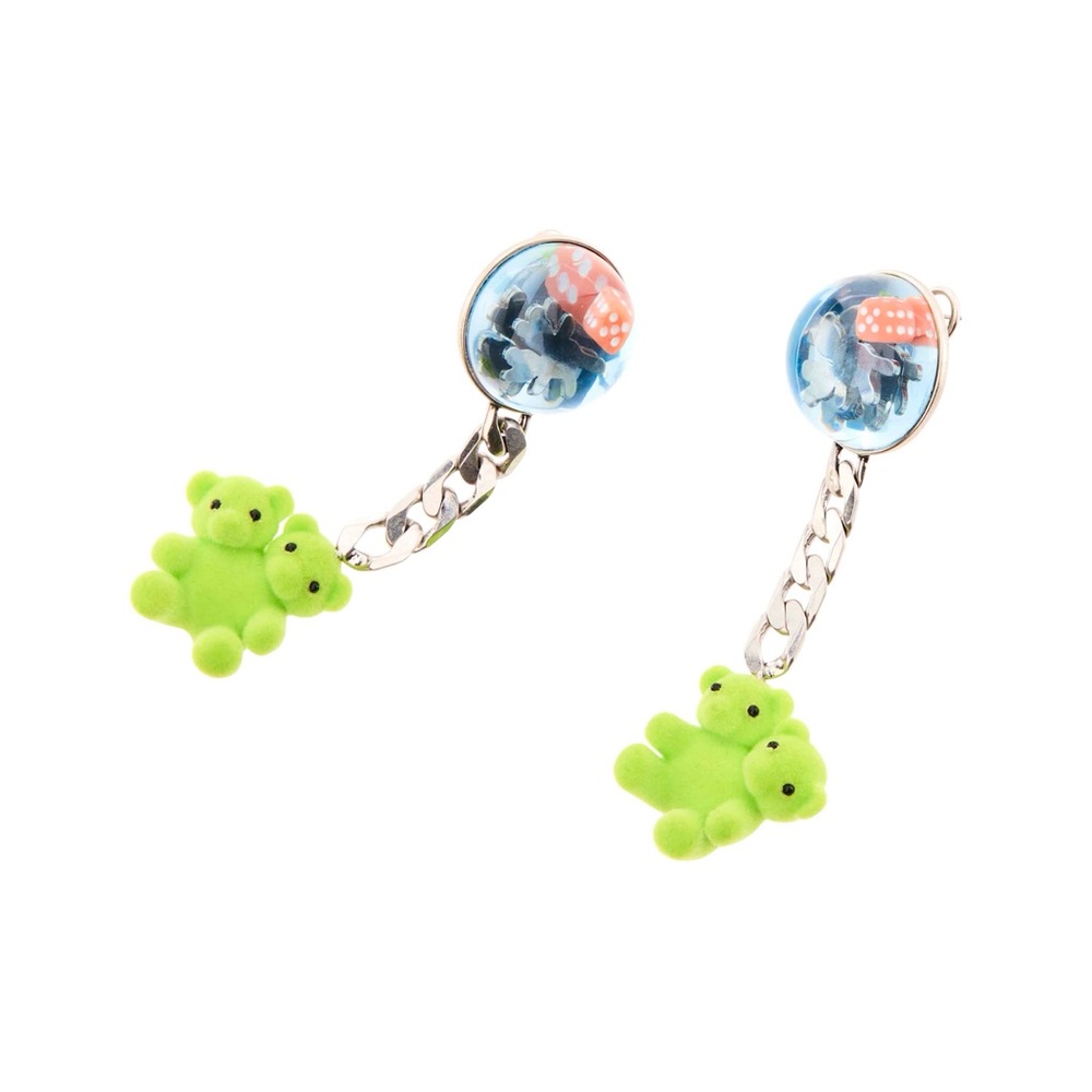 Heaven by marc jacobs × Kiko Kostadinov BEAR EARRINGS GREEN CLIP ON NWT